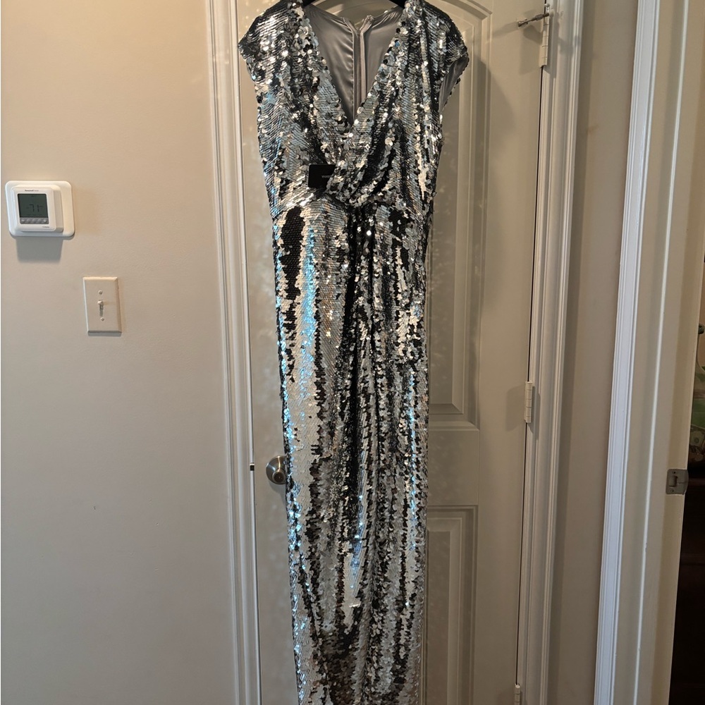 Dolce & Gabbana Shimmering Silver Maxi Dress